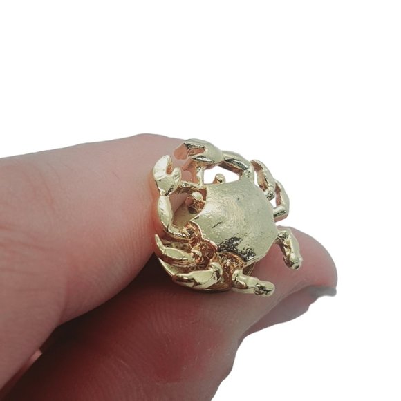 CRAB FIGURAL GOLD CLUTCH PIN BROOCH TIE TACK LAPEL BROACH GOLDTONE VTG Ballou - Picture 3 of 13